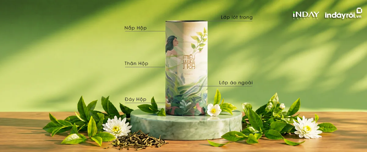 Cấu tạo của hộp trụ tròn đựng trà