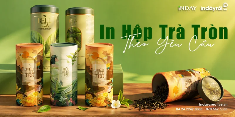 In hộp trà tròn theo yêu cầu